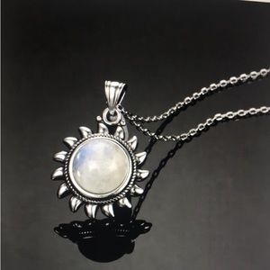 Sun Moonstone Pendant on silver chain